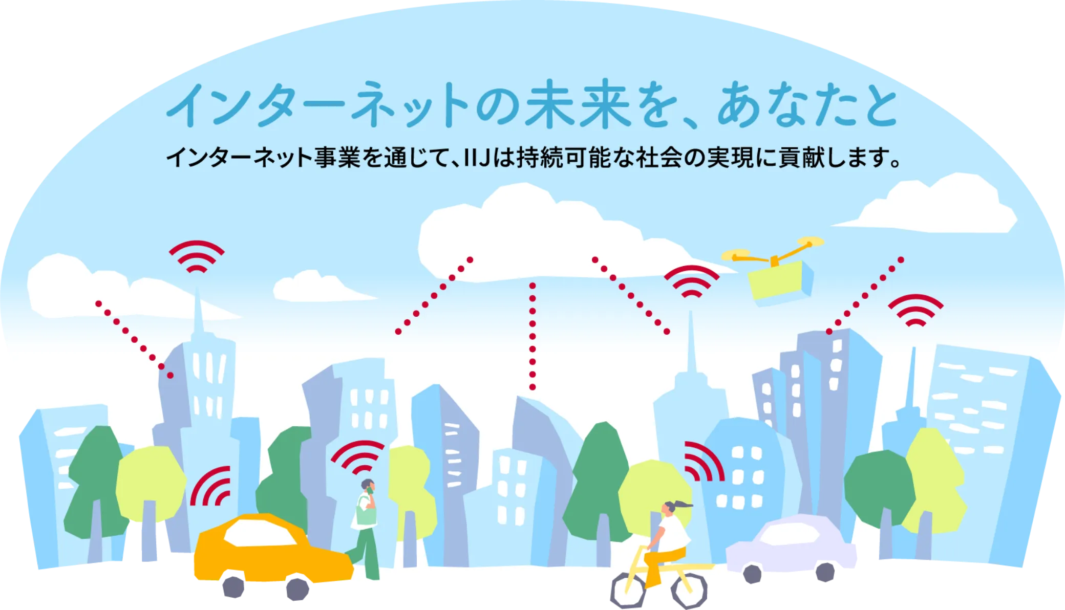 インターネットの未来を、あなたと インターネット事業を通じて、IIJは持続可能な社会の実現に貢献します。